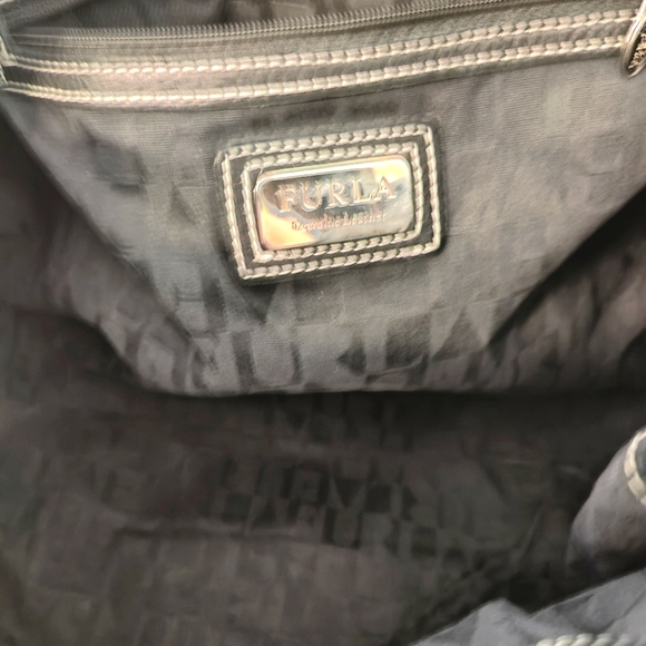 Furla Large Black Leather Drawstring Handle Tote - Picture 8 of 9